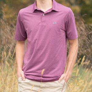 NWT VV St. Jean stripe Performance polo maroon red wine tejeda